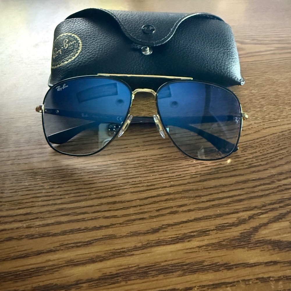 Ray-Ban Gold and Blue Aviator Sunglasses